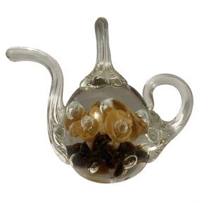 1982 Maude & Bob St. Clair Brown Tan Trumpet Flowers Ring Holder Paperweight